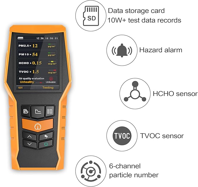 Smart Air Quality Meter Indoor 11-in-1 Air Monitor PM1.0 PM2.5 PM10 Dust TVOC - Image 4