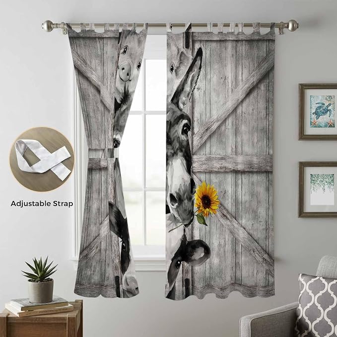 Funny Farm Animals Living Room Curtains 96 Inch Length, Window Curtains Tab Top - Image 5