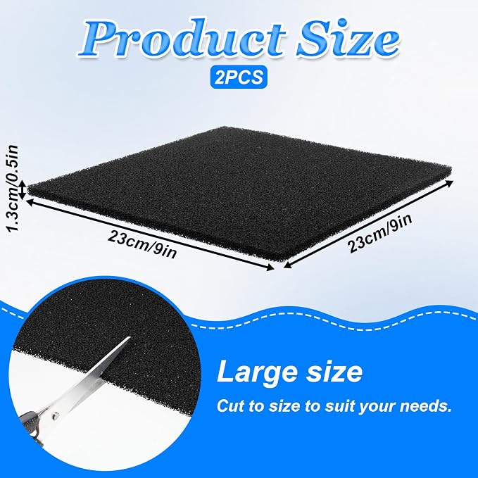 2 Pack Aquarium Bio Sponge Filter Pad, 40 PPI Fish Tank Filter Foam Sponges - Image 2