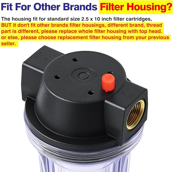 Geekpure 10-Inch Whole House Slim Water Filter Housing - Image 2