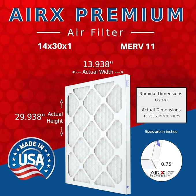 AIRX FILTERS WICKED CLEAN AIR 14x30x1 MERV 11 Electrostatic Pleated Air - Image 2