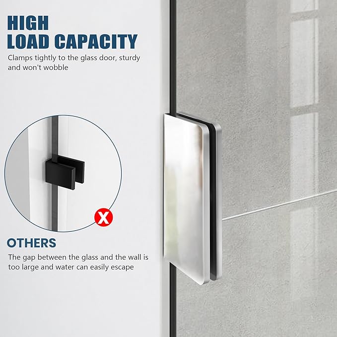 Bathroom Shower Door, 24" W ×78" H Fixed Shower Glass Panel with Clamps, 3/8" (10mm) Glass Shower Doors, Clear Tempered Frameless Shower Panel in Polished Chrome Finish