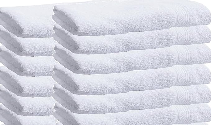 Towels N More Excellent Deals Wash Cloth (24 White) - 100% Cotton Washcloth 12x12 - Highly Absorbent All Purpose Cleaning washcloths - Machine Washable Facecloth Face Towels (24)