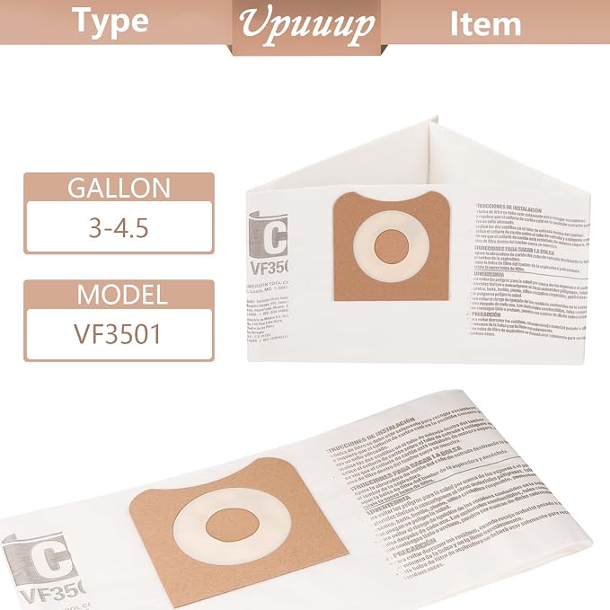 12 Pack Repalcement Shop vacuum bags VF3501| compatible - Image 3