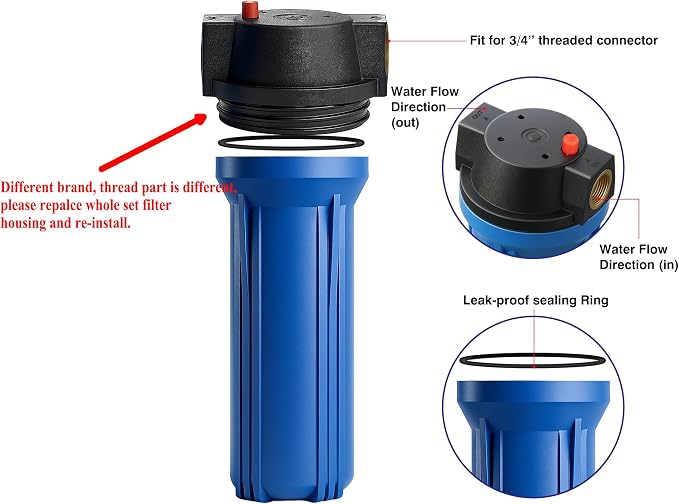Geekpure 10-Inch Whole House Slim Water Filter Housing - Image 2