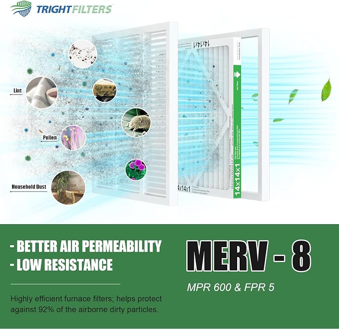 14x14x1 Air Filter 4 Pack, MERV 8 Pleated Dust Defense Air Filters Replacement - Image 5