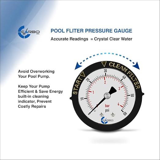 Water Pressure Gauge for Swimming Pool Filter, 60psi Plumbing Clean Filter - Image 2