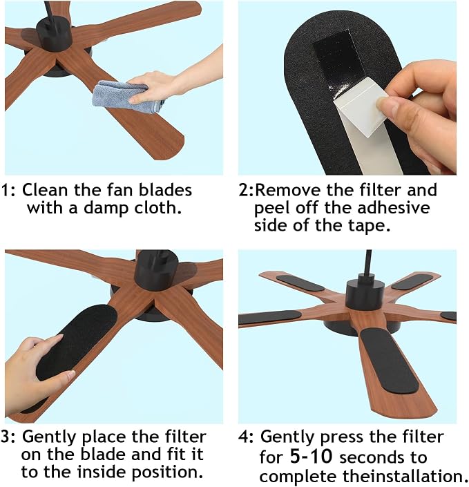 15pcs Ceiling Fan Filters for Blades Easy-Stick Strong Fixity Activated Coconut - Image 4