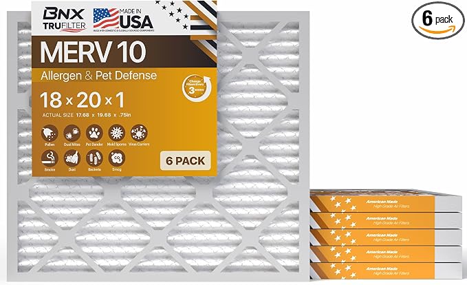 BNX TruFilter 18x20x1 MERV 10 AC Furnace Air Filter by BNX