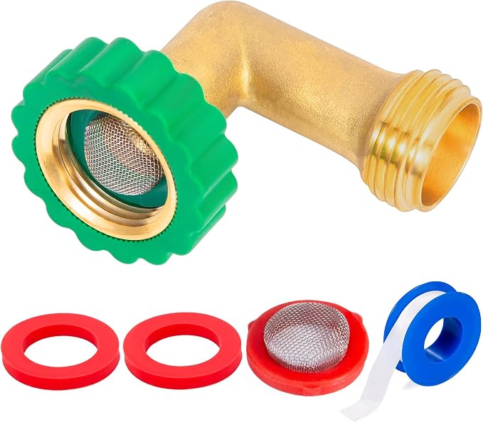 Lead-Free Brass 90°Hose Elbow Fitting, 90 Degree Hose Saver Green Quick Swivel by Breezliy