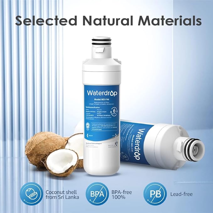 Waterdrop LT1000PC ADQ747935 Refrigerator Water Filter and Air Filter, - Image 8