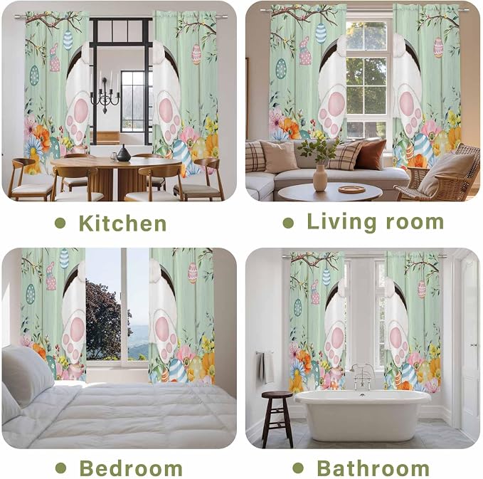 Easter Window Curtains 72 Inch Long 2 Panel Set, Rod Pocket Long Curtains & - Image 8