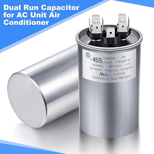 Frienda 2 Pcs 45+5 MFD 45/5 uf ±6% 370V or 440V VAC Dual Run Round Capacitor - Image 5