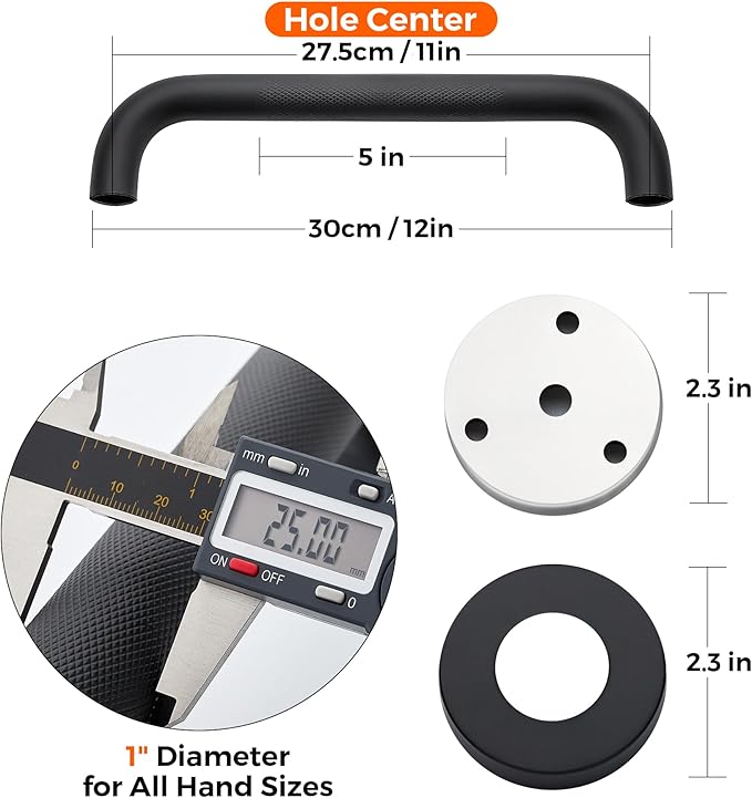 Grab Bars for Shower, 1 Pack 12-Inch Anti Slip Shower Handles for Elderly, Safety Shower Grab Bar, Stainless Steel Handicap Grab Bars for Bathroom (Black 1" Diameter)