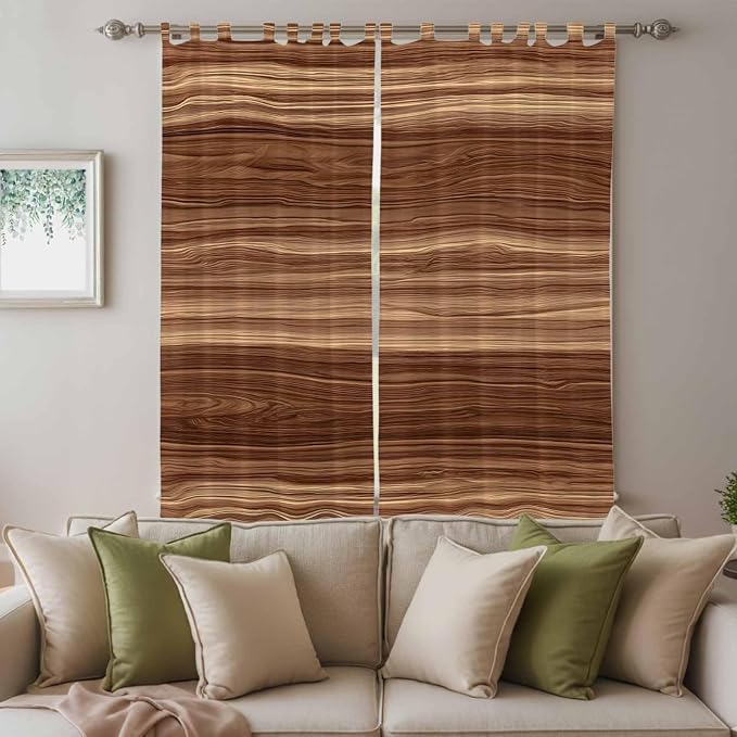Brown Western Living Room Curtains 84 Inch Length, Window Curtains Tab Top - Image 3