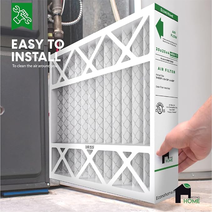 EconoHome 20x25x4 AC Furnace Pleated Air Filter MERV 11 Replacement, 1 Pack - Image 2