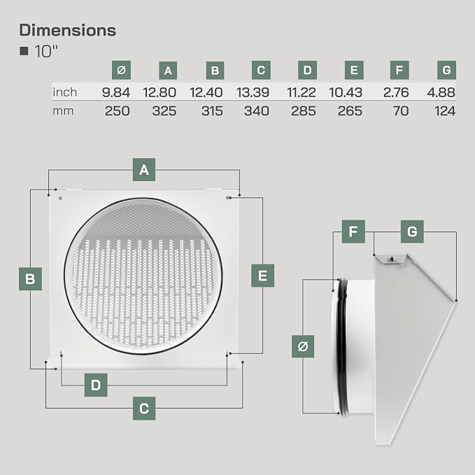 Vent Systems 10" Inch Exhaust Vent Cover - Image 2