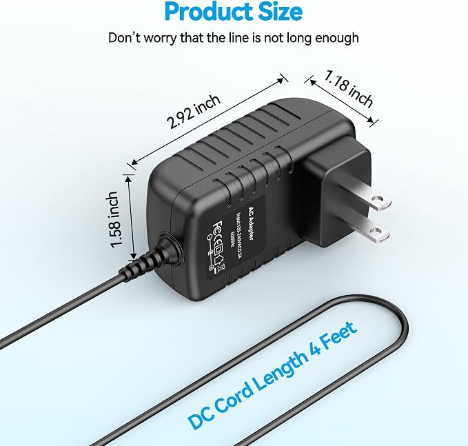 12V AC/DC Adapter Compatible - Image 3