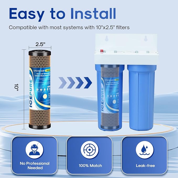 ICEPURE 1 Micron 2.5" x 10" Whole House Water Filter Coconut Shell Activated - Image 2