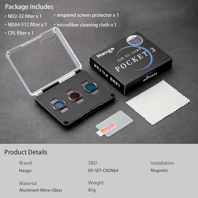 Haoge Filter Set for DJI Osmo Pocket 3 Creator Combo, - Image 9