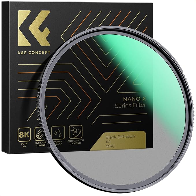K&F CONCEPT 82mm Black Diffusion 1/4 Filter Mist Cinematic Effect Filter by KFCONCEPT