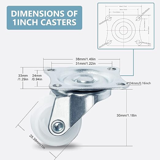 Low Profile Plastics Casters Wheels - Image 4