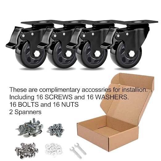 3 Inch Casters Set of 4, Heavy Duty Caster Wheels 1100lbs, Swivel Plate Casters - Image 6