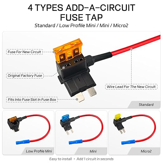 16Pcs Add a Circuit Fuse Tap Kit, Automotive 12V Electrical Adapter Assortment - Image 3