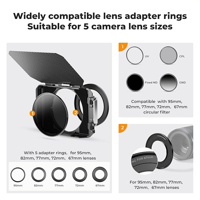 K&F CONCEPT Mini Matte Box +Black Mist 1/4 Filter Kit, DSLR Camera Matte Box - Image 4