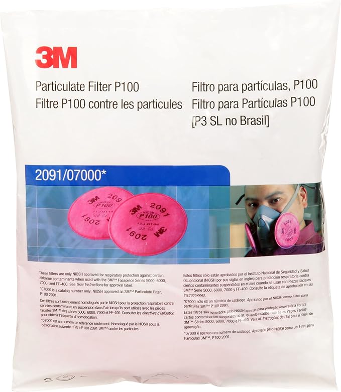 3M 2091 P100 Particulate Filter, 3 Pairs - Image 7
