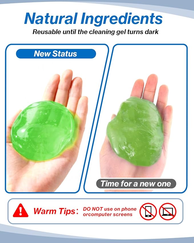 Car Cleaning Gels 3 Pack, Clean Putty Dust Cleaner Kit, Auto Detailing Tools - Image 8