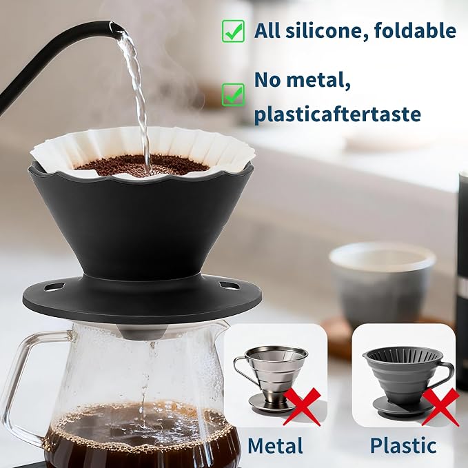 MERMOO YILAN Collapsible Coffee Dripper, Silicone Pour Over Coffee Filter Holder - Image 7