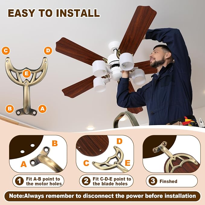 Yaocom 10 Pack 16.54" Ceiling Fan Replacement Blades and Blade Arms Kit - Image 3