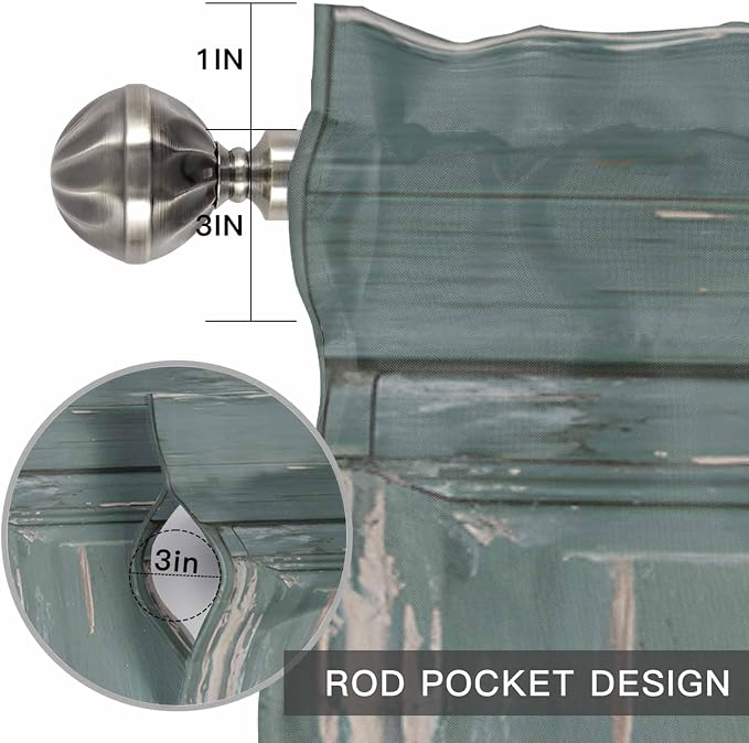 Gone Fishing Valances for Windows, Bronze Wood Grain Kitchen Valance Light - Image 8
