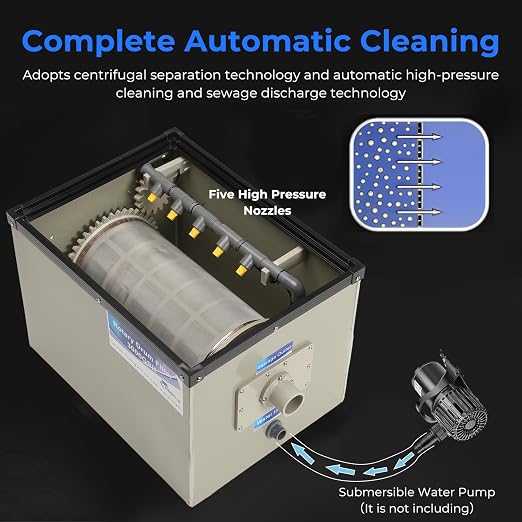 Rotary Drum Filter-3000GPH Canister Filter AC110-240V RDF Fully Automatic Water - Image 2