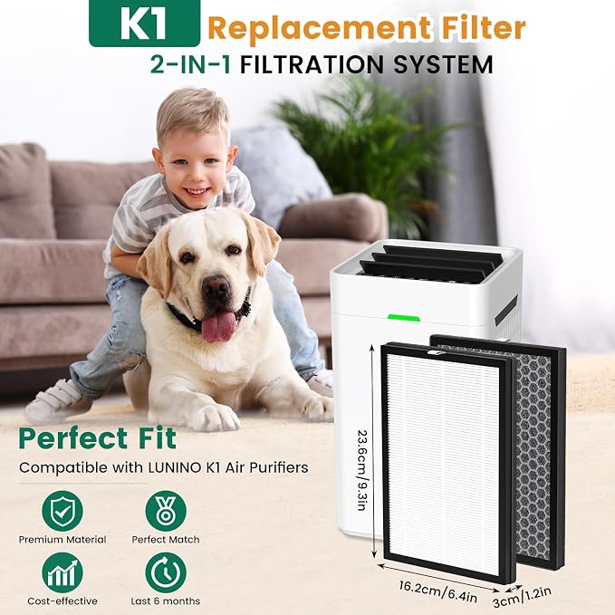 4 Pack K1 Air Purifier Replacement Filter Fit - Image 2