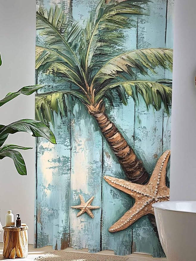 Sheer Curtains 84 Inches Long, Coastal Blue Green Tree Semi Sheer Curtains - Image 4