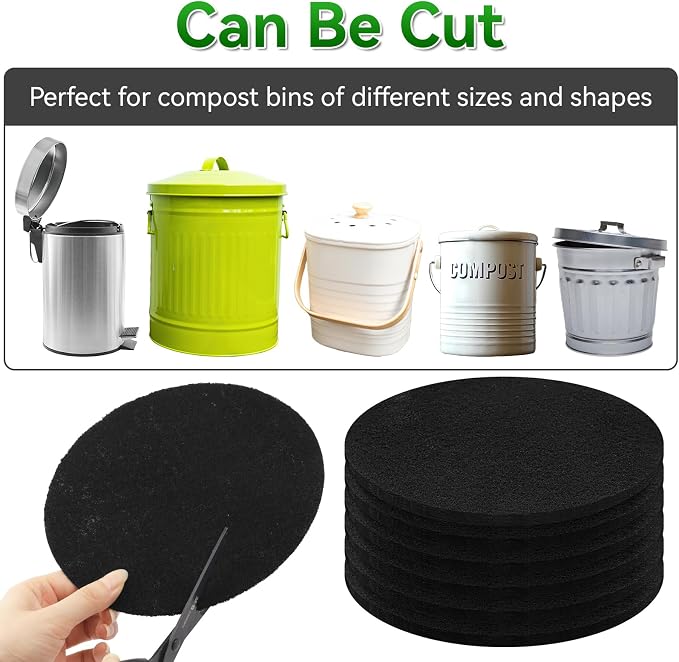 6 Pack Charcoal Filters for Compost Bucket, 6.7 Inch Compost Filters for - Image 3