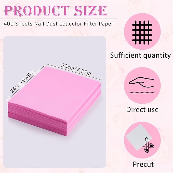 400 Sheets Nail Dust Collector Filter Paper Disposable Nail Dust Suction - Image 2