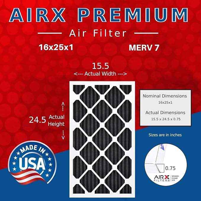 AIRX FILTERS WICKED CLEAN AIR. 16x25x1 Air Filter Odor Eliminator Carbon Filter - Image 2