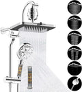 Hibbent 5-spray Filtered Rainfall Shower Head Combo, High Pressure 13'' Showerhead with 10 Spray Modes Handheld, All Metal 3 way Diverter Shower Arm, 71'' Hose and Holder, Chrome
