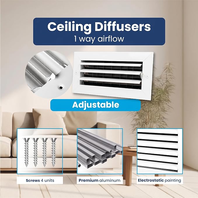 8x10 Aluminum HVAC Wall Register 1-Way Air Vent Cover Ceiling Multi-Shutter - Image 4