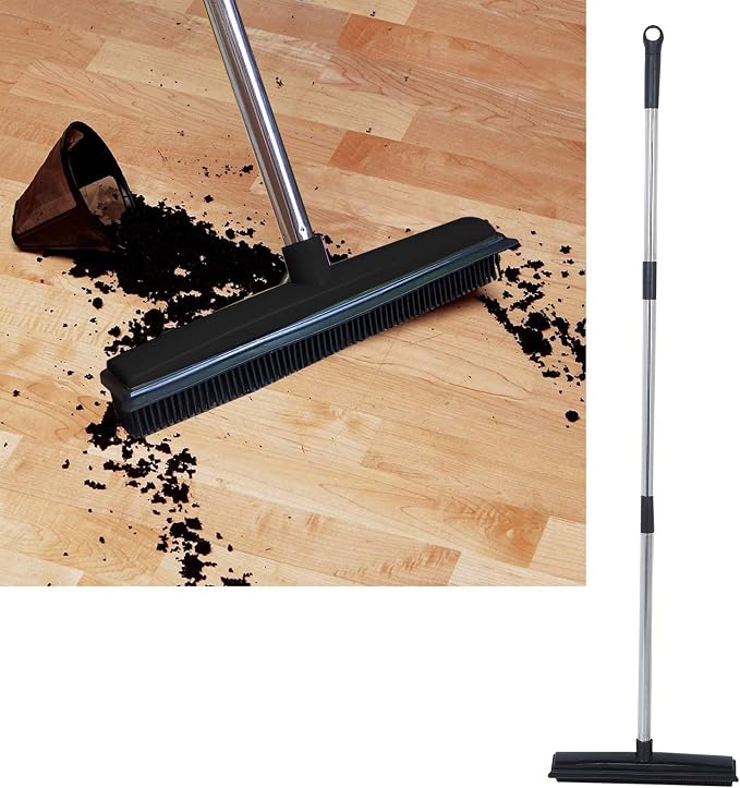 Multifunctional Broom, Telescopic Carpet Rake Rubber Pp 12.6in Brush Easy Wash - Image 5