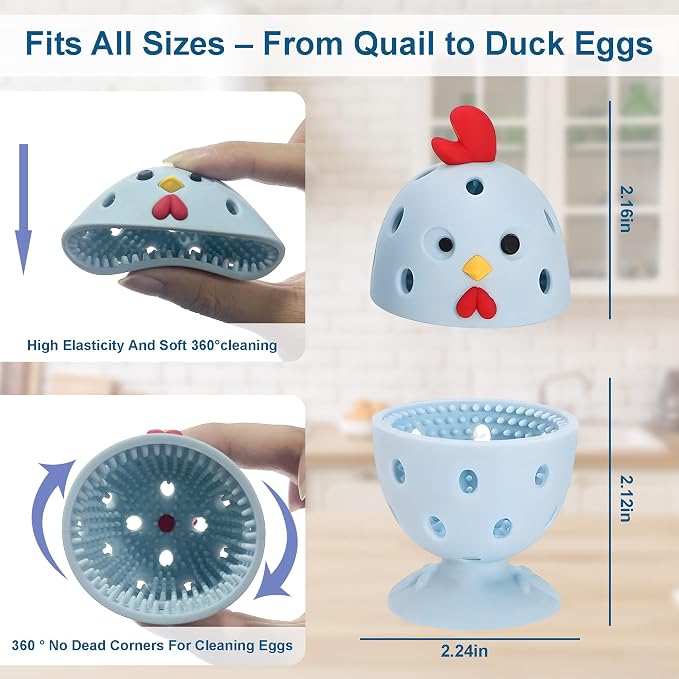Egg Washer for Fresh Eggs, Egg Scrubber for Fresh Eggs, 2 Reusable Silicone - Image 3