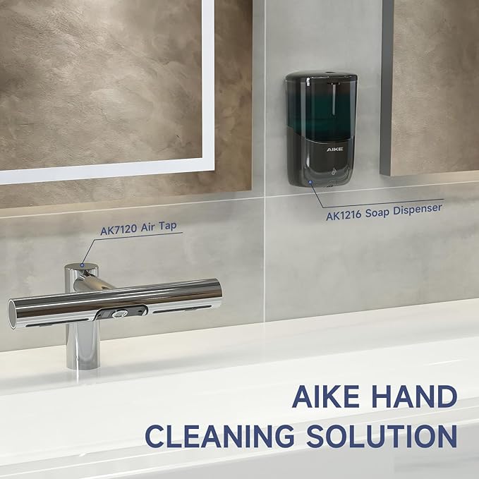 AIKE Wall Mount Automatic Soap Dispenser for Liquid Soap Battery Operated Black, Model AK1216