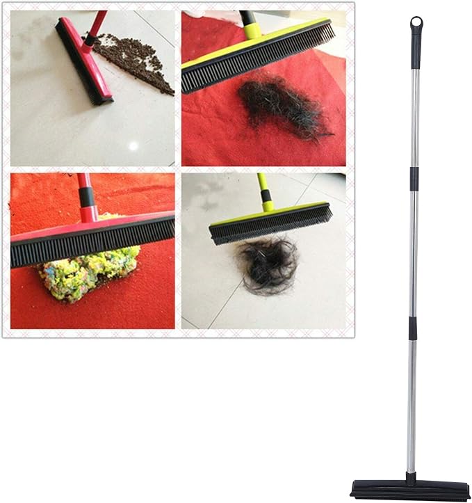 Multifunctional Broom, Telescopic Carpet Rake Rubber Pp 12.6in Brush Easy Wash - Image 6
