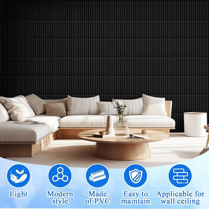 Nuanchu 90 Pcs 3D Slat Wall Panels, Paintable Waterproof Textured Tiles - Image 5