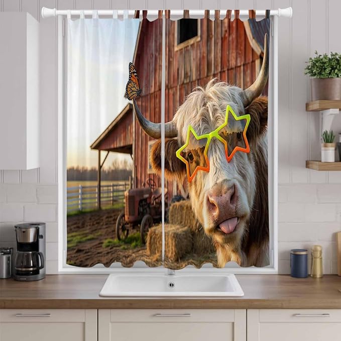 Farm Yaks Living Room Curtains 96 Inch Length, Window Curtains Tab Top - Image 9