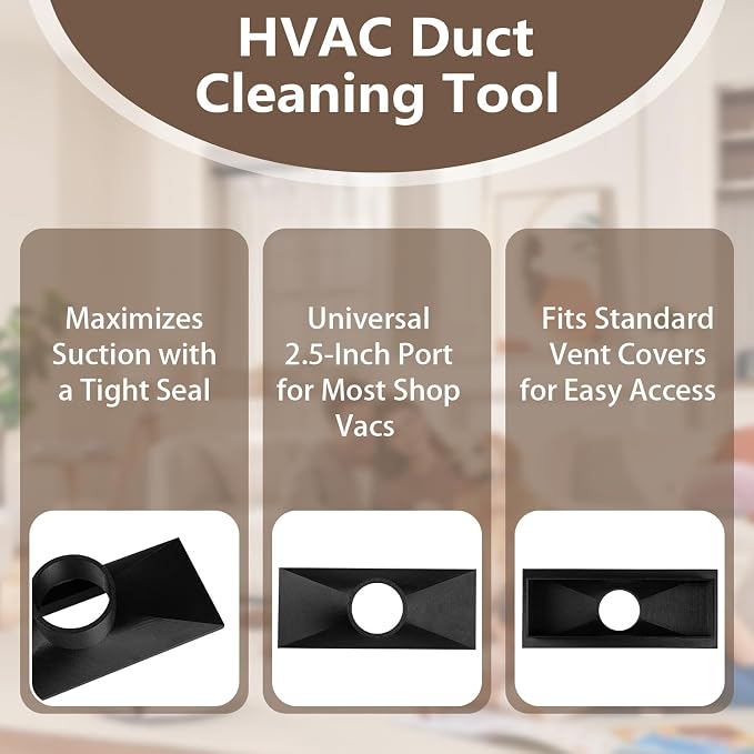 Duct Vacuum Attachment for Shop Vac, HVAC Cleaning Tool for Air Vent, Shop Vac - Image 2