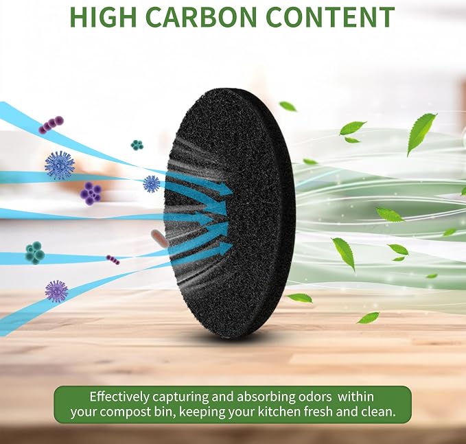 6.7 inch Kitchen Compost Bin Charcoal Filter Replacements, 12 Pack Compost Pail - Image 5